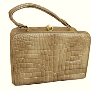 Mayer New York Alligator Vintage Purse Handbag Olive Brown